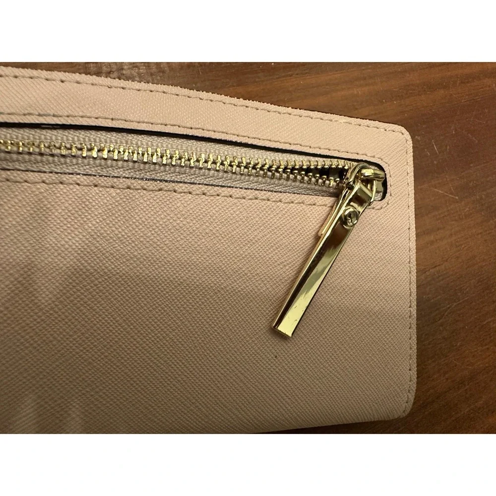 Kate Spade Neda Bifold Wallet Pink Bow Rhinestone Embellished Zip‎ Around VGUC